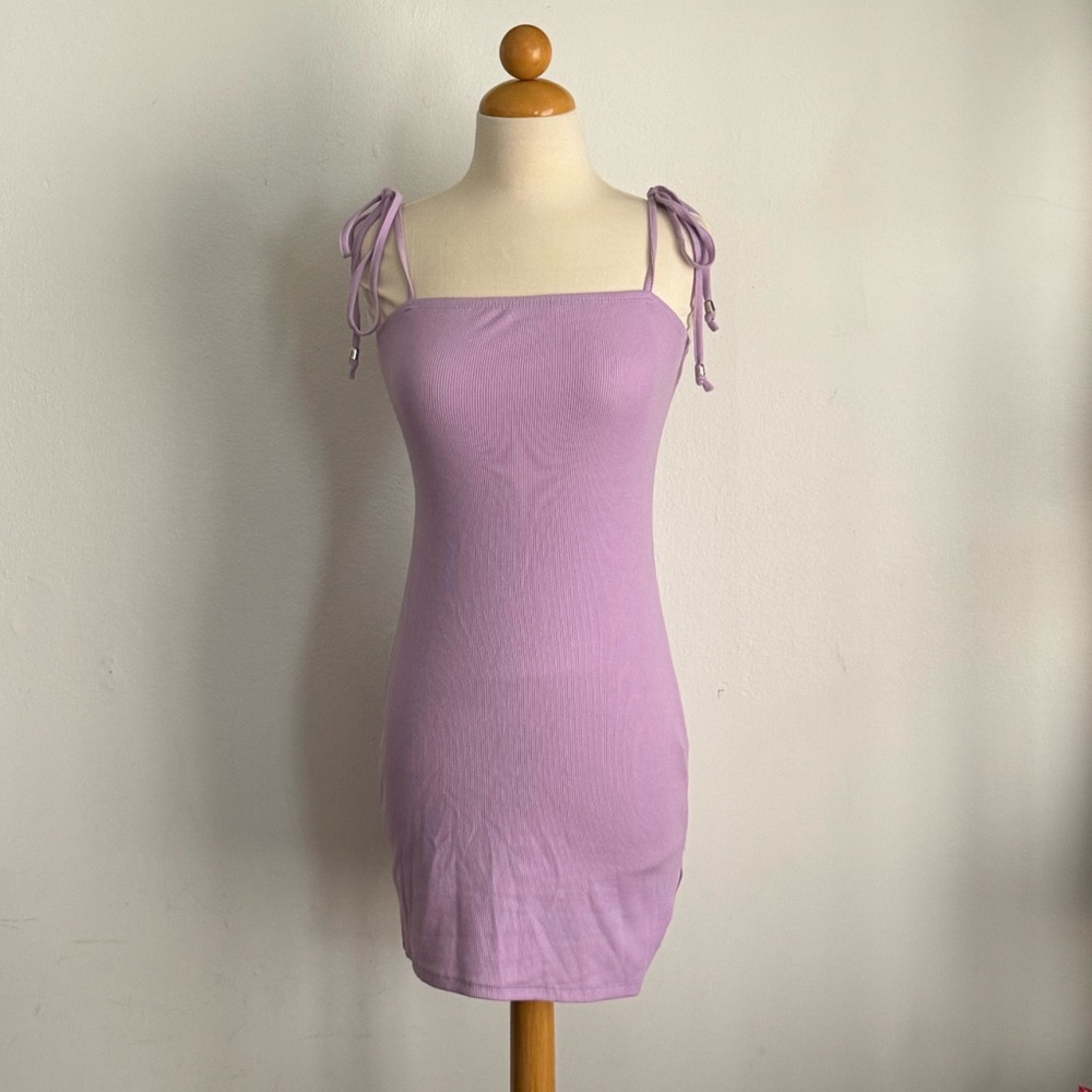 SHEIN Lilac Tie-Shoulder Bodycon Mini Dress
